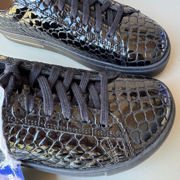 NEW Birkenstock Bend Low Croc Embossed Sneakers Womens 39EU or 8US Black Shiny - Picture 10 of 13